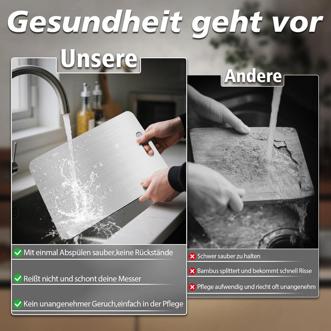 3 Stücke Titan Schneidebrett, S316 Schneidebrett Edelstahl, BPA-freies Doppelseitiges Lebensmittel T