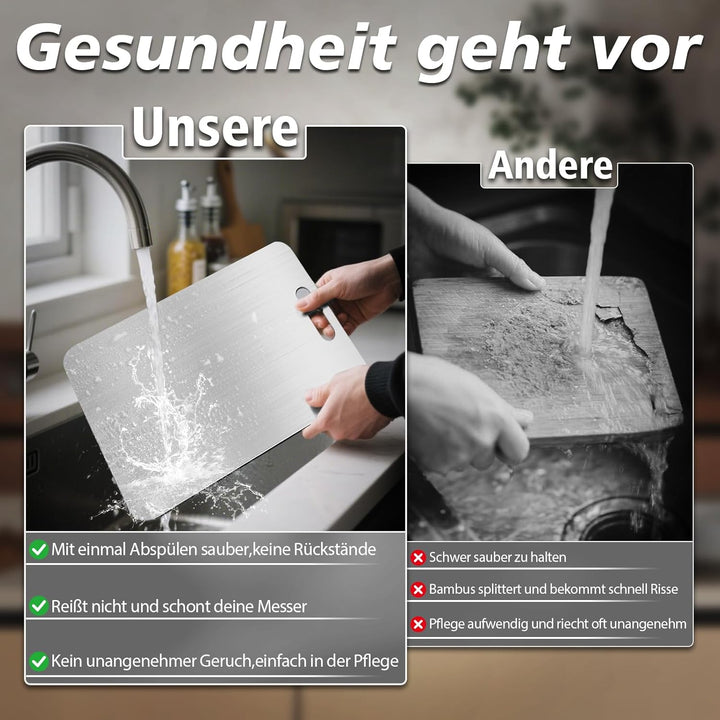 3 Stücke Titan Schneidebrett, S316 Schneidebrett Edelstahl, BPA-freies Doppelseitiges Lebensmittel T