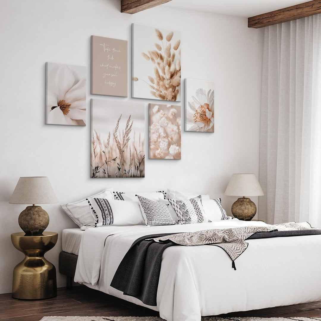 Muralo - Wandbilder Set - Leinwand Bilder Set Aufhängefertig in Boho Stil - das Leinwandbilder Set -