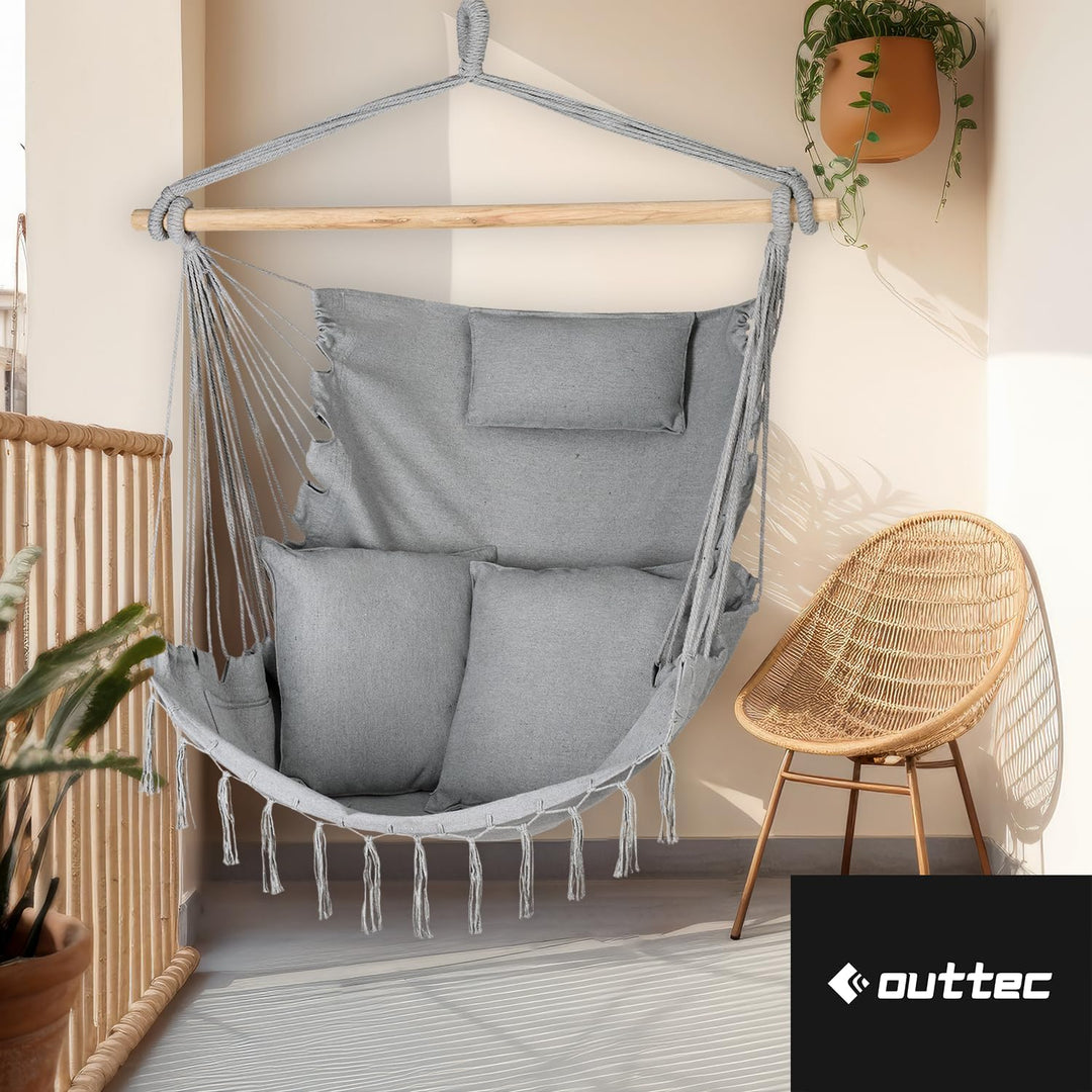 Hängesessel 100x130x75cm – bis 150 kg - Outdoor Sessel mit Kissen - Sitzsack zum Hängen Schaukel Für