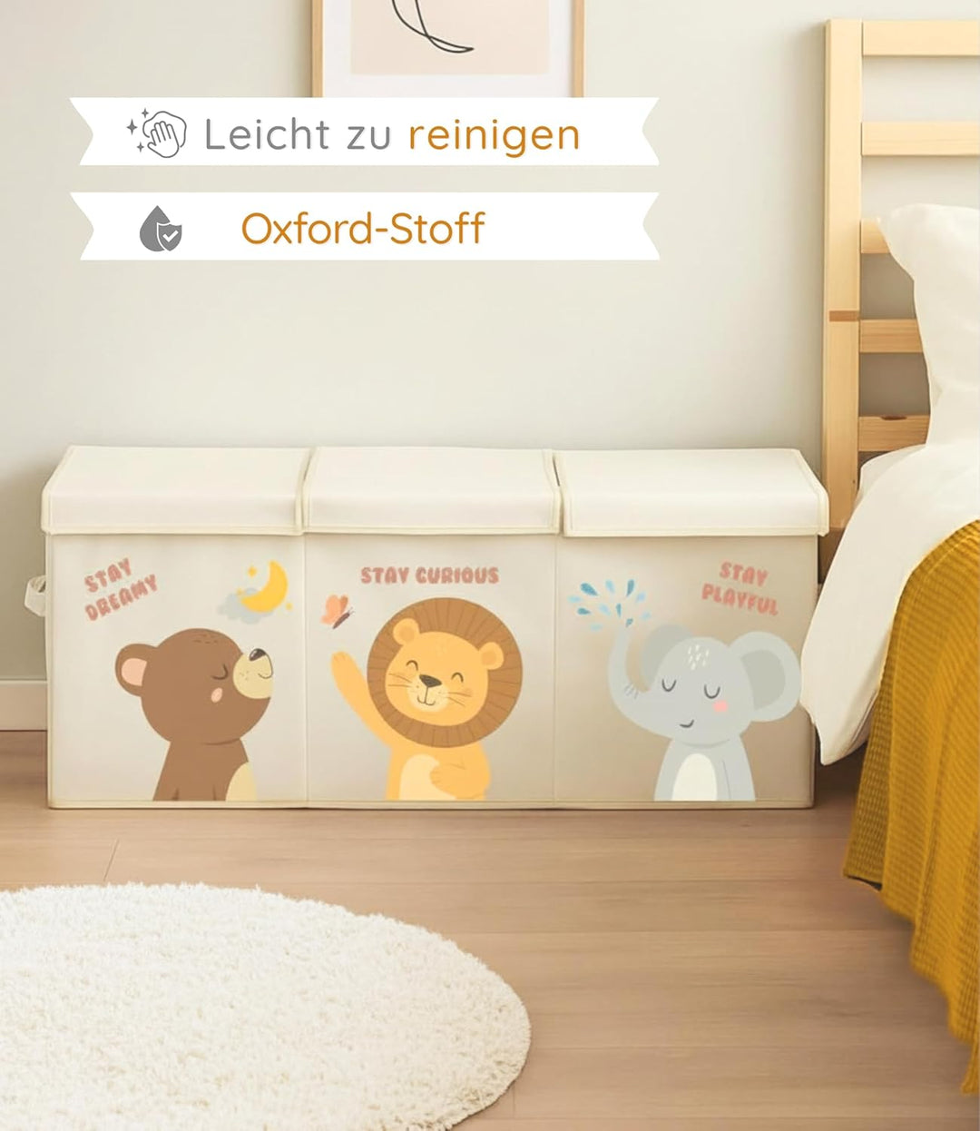 Spielzeugkiste Kinderzimmer XL mit Deckel, faltbare Aufbewahrungsbox für Spielzeug, Spielzeug Organi
