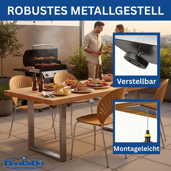 DanDiBo 2X Tischbeine Edelstahl 72 x 70 cm Tischgestell Höhenverstellbar 96672 Tischfüsse Möbelfüsse