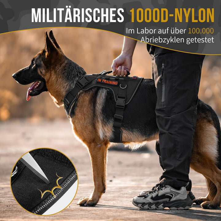 OneTigris Hundegeschirr Grosse Hunde, TACTILITE Taktisches Langlebig Anti Zug Geschirr, No Pull Vers