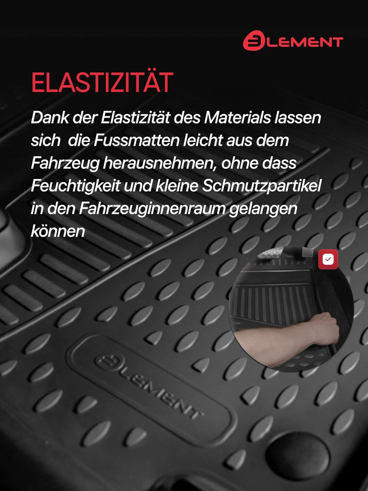 Element Passgenaue Premium 3D Gummimatten Fussmatten Designed für OPEL Zafira Tourer C, 2011-2019, 7