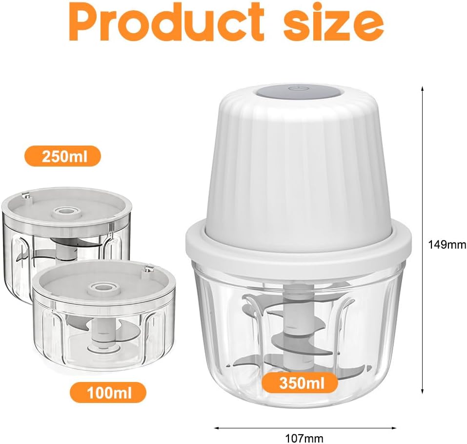 CEWROM Zwiebel Zerkleinerer Elektrisch, 100+250+350ml Elektrischer Küchenzerkleinerer, USB-Zwiebelsc