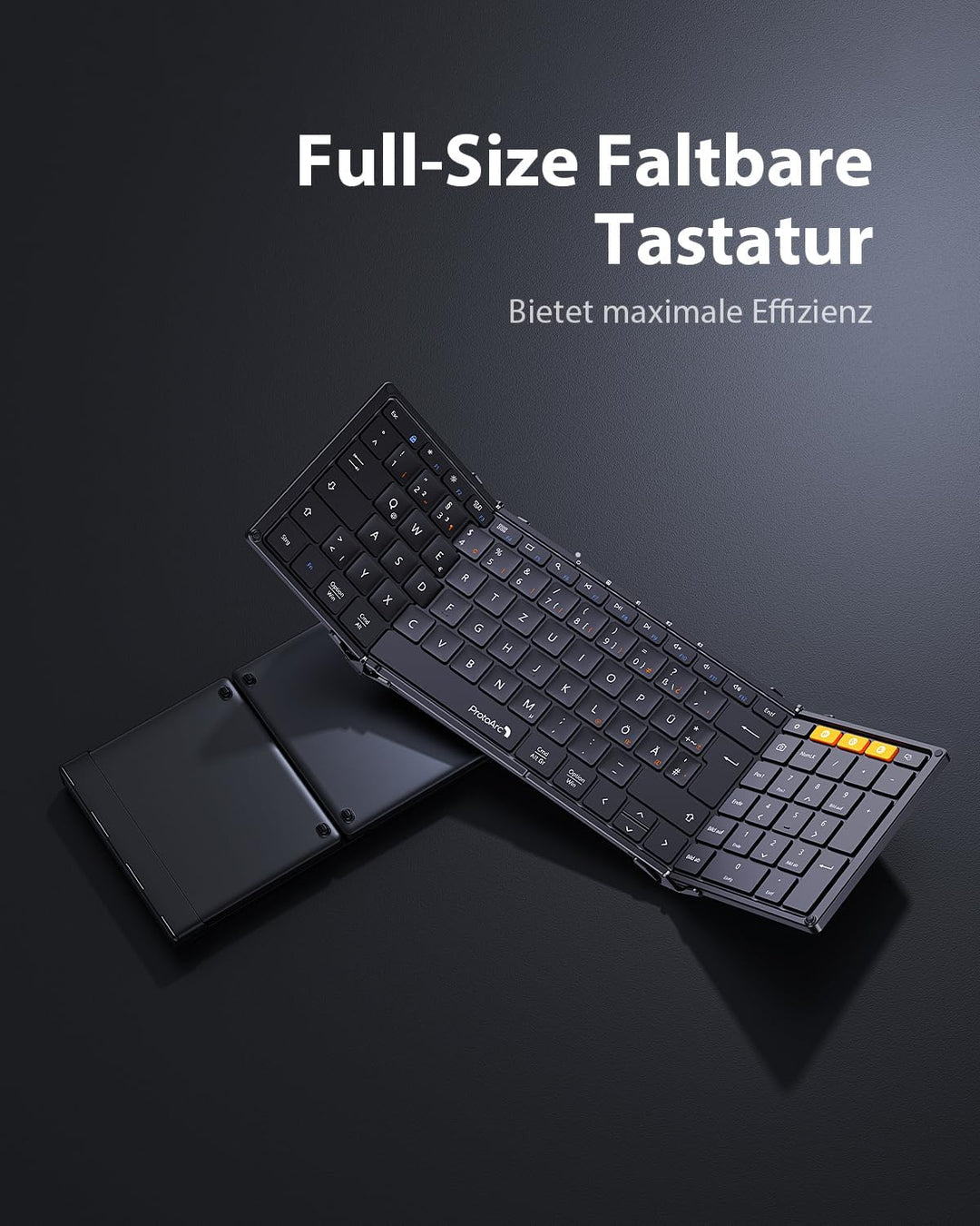 ProtoArc XK01 Faltbare Tastatur Klappbar mit Ziffernblock | Wiederaufladbare Kabellose Mini Tastatur
