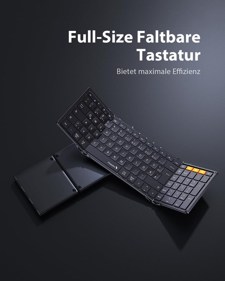 ProtoArc XK01 Faltbare Tastatur Klappbar mit Ziffernblock | Wiederaufladbare Kabellose Mini Tastatur