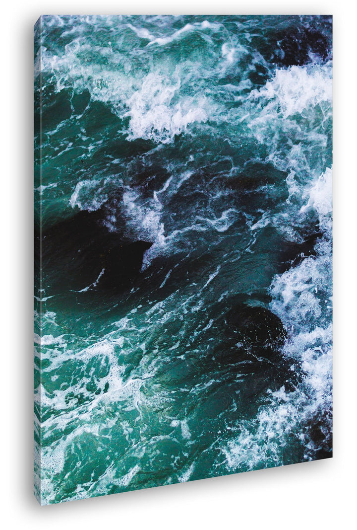 deyoli stürmische Wellen Format: 100x70 als Leinwand, Motiv fertig gerahmt auf Echtholzrahmen, Hochw