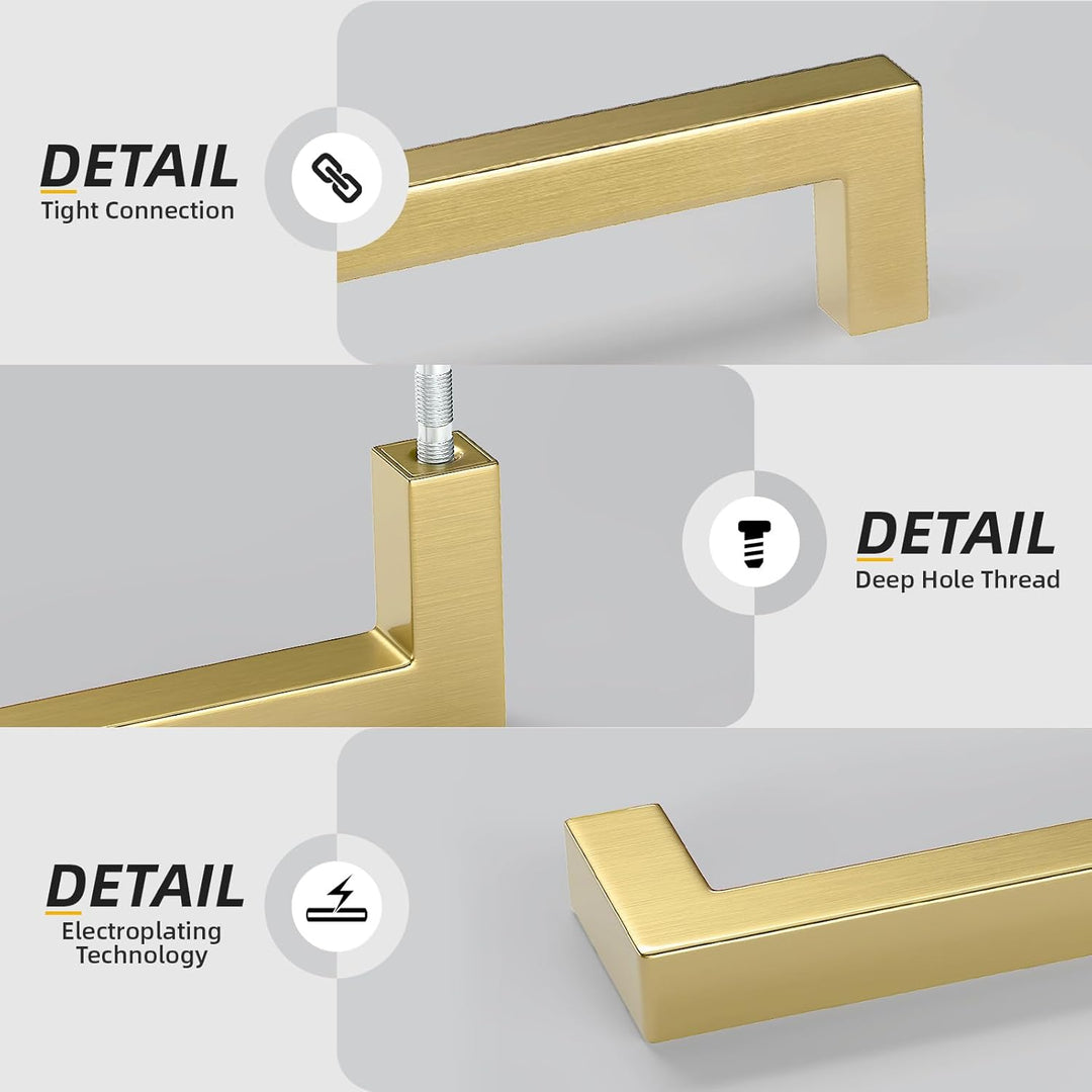 goldenwarm 5 Stück Möbelgriffe Gold Möbelgriffe 128mm Lochabstand Gold Küchenschrank Griffe Gold Sch