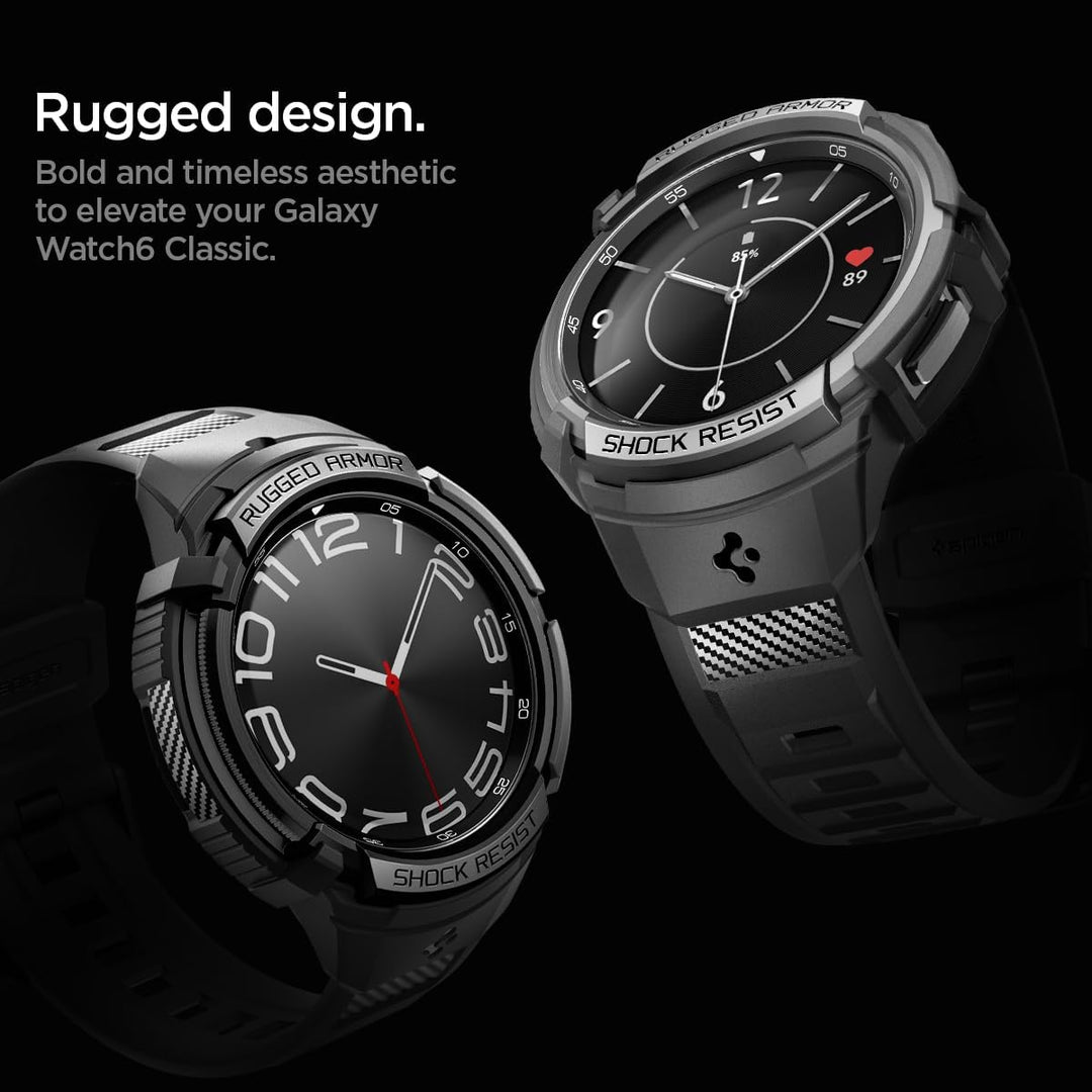 Spigen Rugged Armor Pro Hülle mit Armband Kompatibel mit Samsung Galaxy Watch 6 Classic 47mm 2023 -