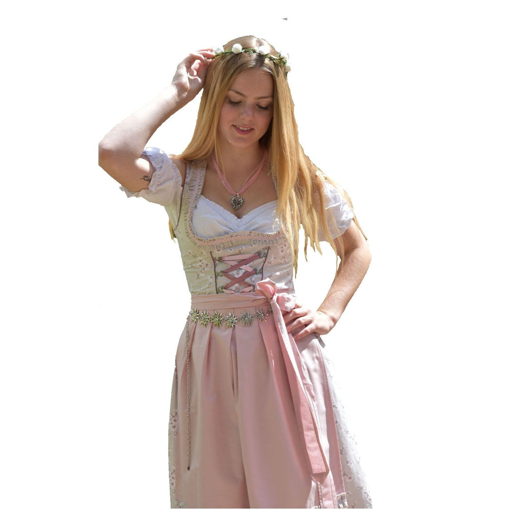 Kleid Dirndl Damen 3 TLG., Midi für Oktoberfest, mit Schürze und Bluse, 502GT