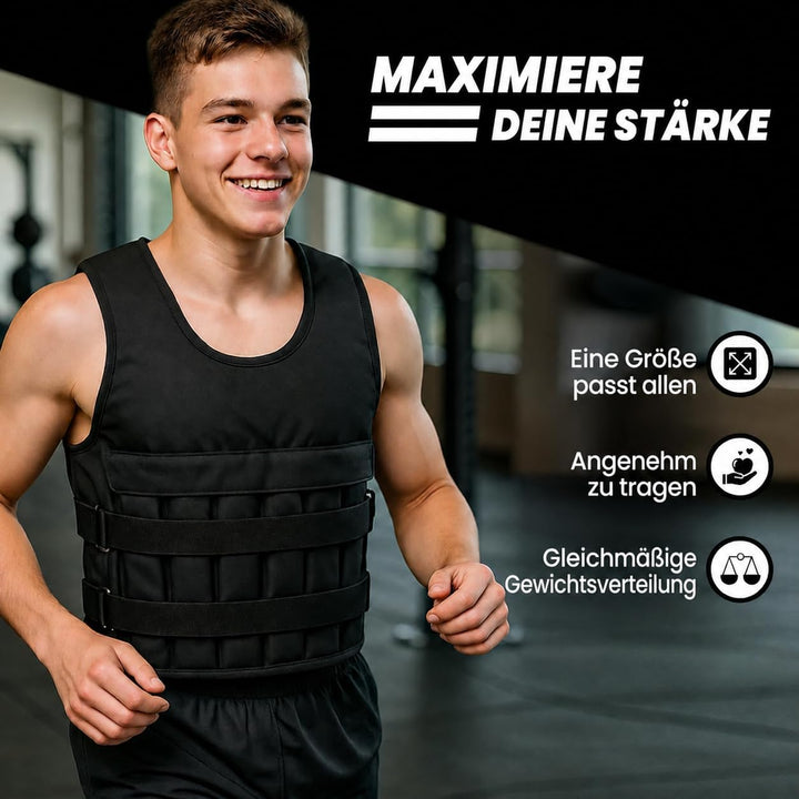 Gewichtsweste Herren Damen – Verstellbar mit Herausnehmbaren Gewichten, Weight Vest für Krafttrainin