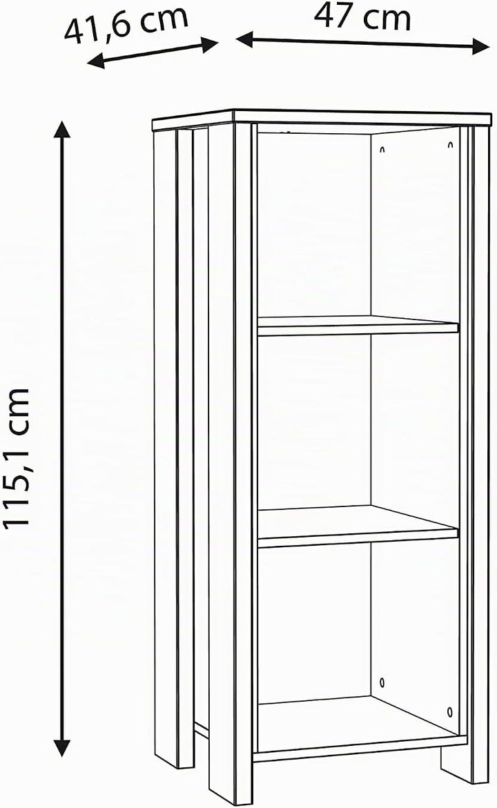 Forte Clif Regal, Holzwerkstoff, Old – Wood Vintage / Betonoptik Dunkelgru, B/H/T: 47 / 115,1 / 41,6