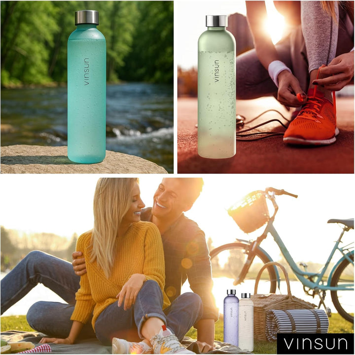 VINSUN Trinkflasche - wiederverwendbar, Kohlensäure geeignet, BPA frei, Tritan - Leichte Wasser Flas