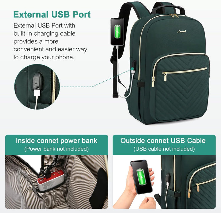 LOVEVOOK Rucksack Damen Gross, 17 Zoll Laptoptasche Daypacks Schulrucksack Mädchen Teenager Elegant