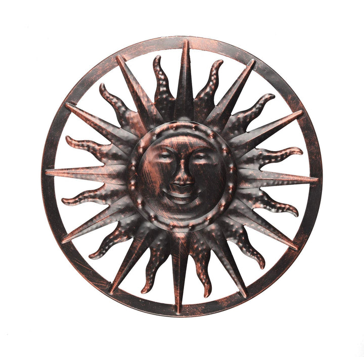 Spetebo Solar Wandbild Sonne - ca. Ø 40 cm - Metall Garten Wand Dekoration im Antik Look - Gartendek