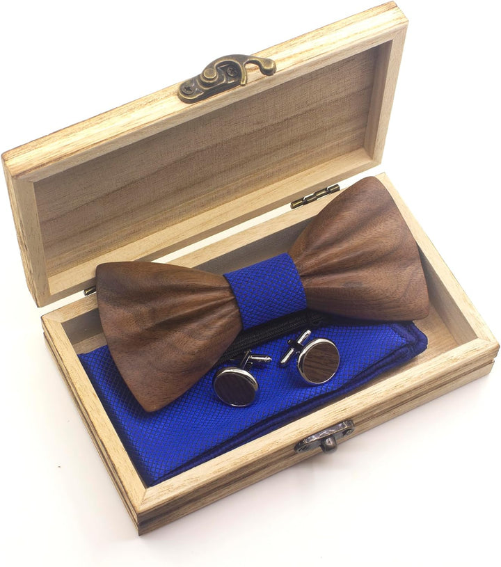 Cyriacus Holzfliege Set Herren Holzfliegenset Fliege aus Holz,für Hochzeit Aufführungen Abschlussbal