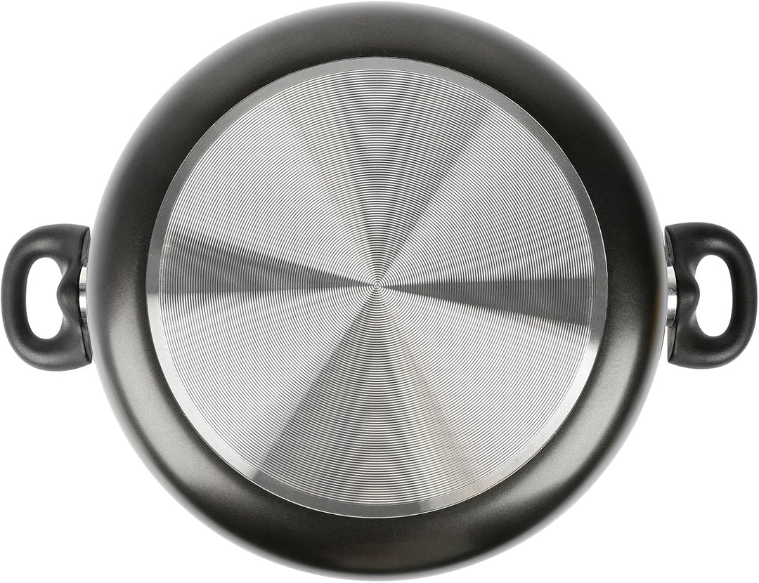 Crealys 529423 Kochtopf, Durchmesser 28 cm, gepresstes Aluminium, dunkelgrau, hitzebeständige Griffe