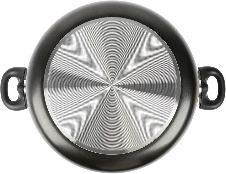 Crealys 529423 Kochtopf, Durchmesser 28 cm, gepresstes Aluminium, dunkelgrau, hitzebeständige Griffe