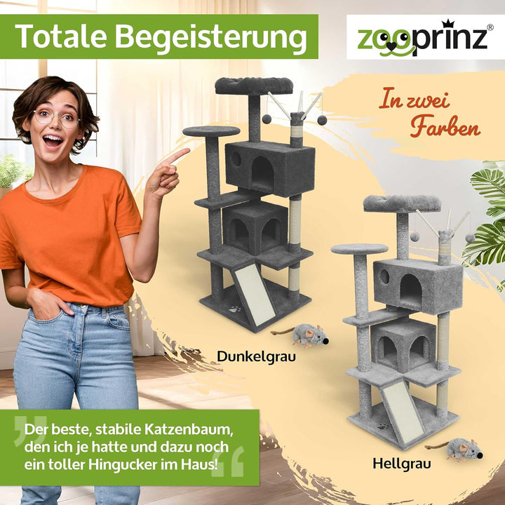 zooprinz Premium Kratzbaum – Grosser XXL Kletterturm für kleine & grosse Katzen - Breiter Kratzbaum