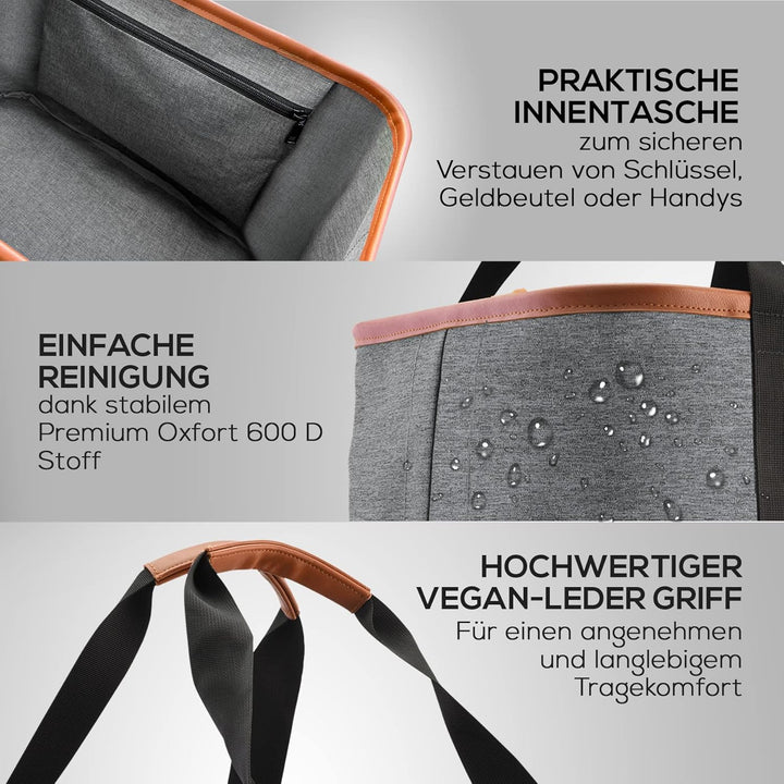 Selinchen® - Premium Einkaufskorb | Hochwertige Einkaufstasche faltbar und mit PU-Ledergriff | Ideal