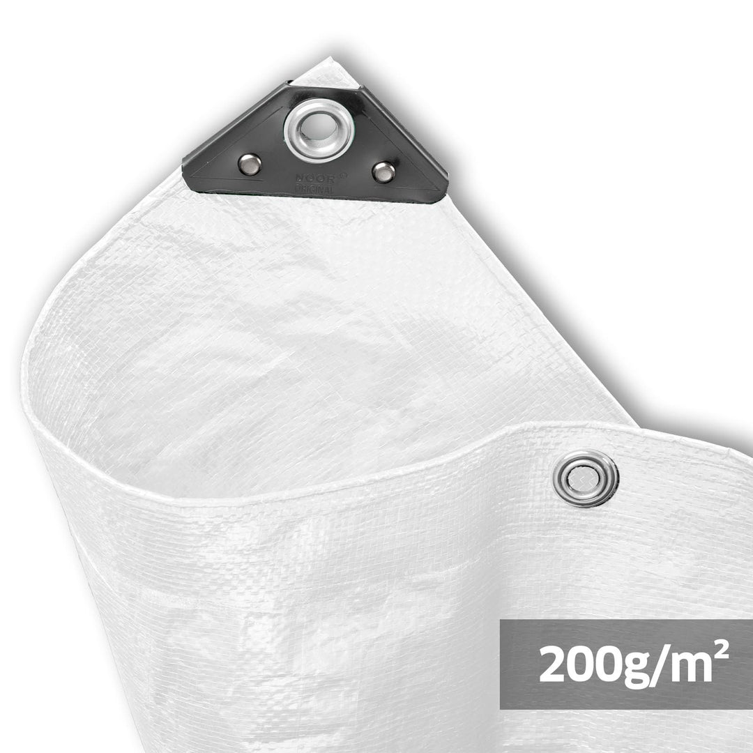 NOOR Abdeckplane SUPER 200g/m² Weiss I 3 x 6 m I Allzweckplane für Schutz vor Witterung I Ideal geei