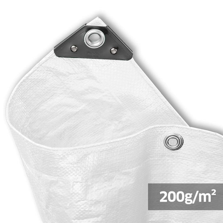 NOOR Abdeckplane SUPER 200g/m² Weiss I 3 x 6 m I Allzweckplane für Schutz vor Witterung I Ideal geei