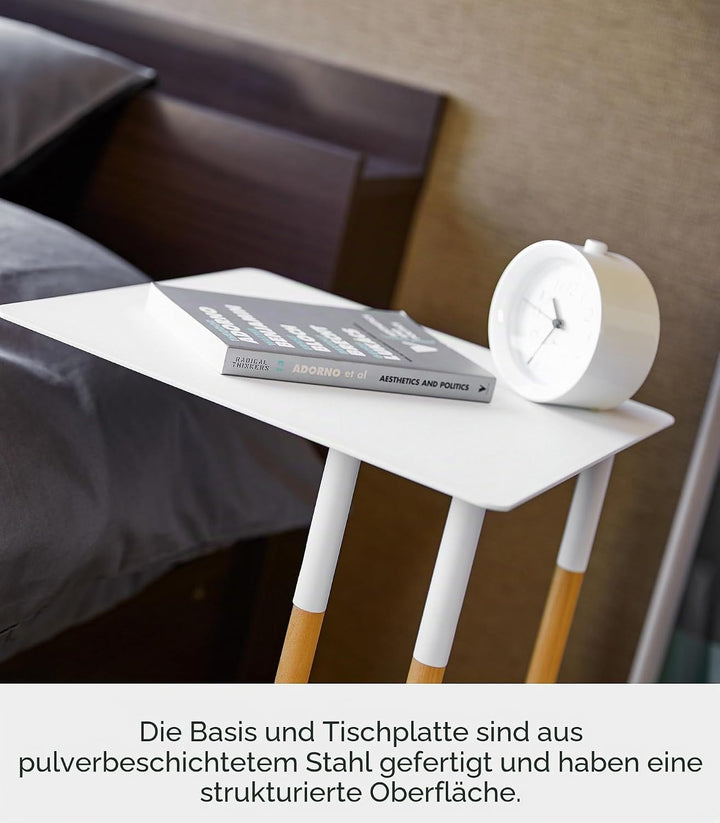 Yamazaki Sliding Sofa c end Table/Coffee Tray/Laptop Desk Beistelltisch, Stahl, Weiss, One Size, Wei