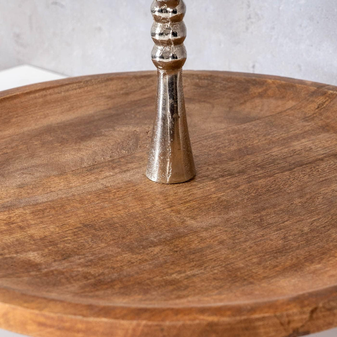 levandeo Holz Etagere 3 Etagen H60cm Mangoholz Metall Servierplatte Kuchenständer Deko Tischdeko Woh