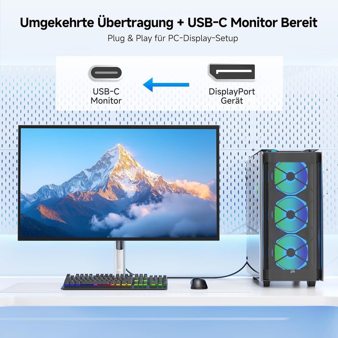 Cable Matters bidirektionales USB-C auf DisplayPort 2.1 Kabel, DP40, 3m, 3m