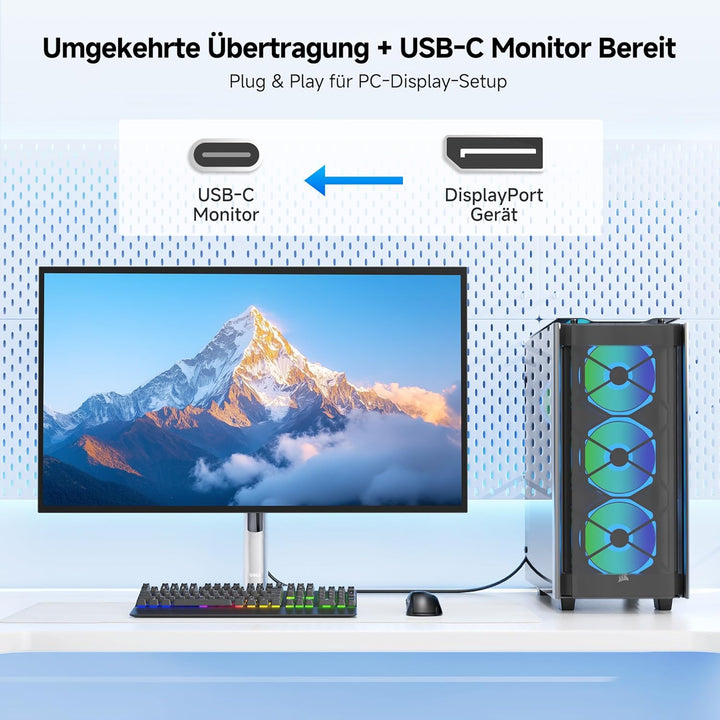 Cable Matters bidirektionales USB-C auf DisplayPort 2.1 Kabel, DP40, 3m, 3m