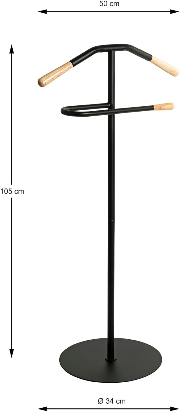 HAKU Möbel Diener, Natur, Schwarz, Metall – Masse: 34 x 50 x 105 cm, Stil: Modern