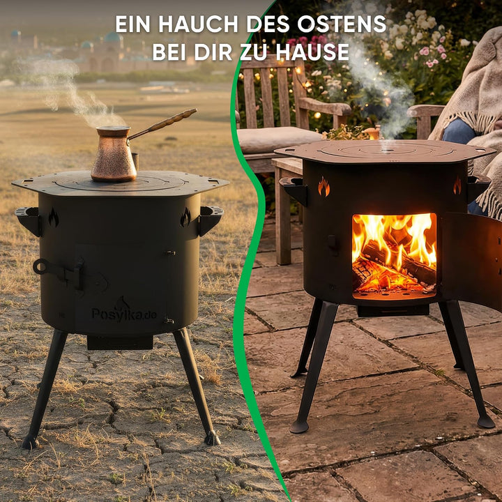 Utschak Feuerofen Ø 36cm für Kazan 10L | Kasan-Ofen Учаг Feuerschale Gulaschkanone | Usbekisch Feuer