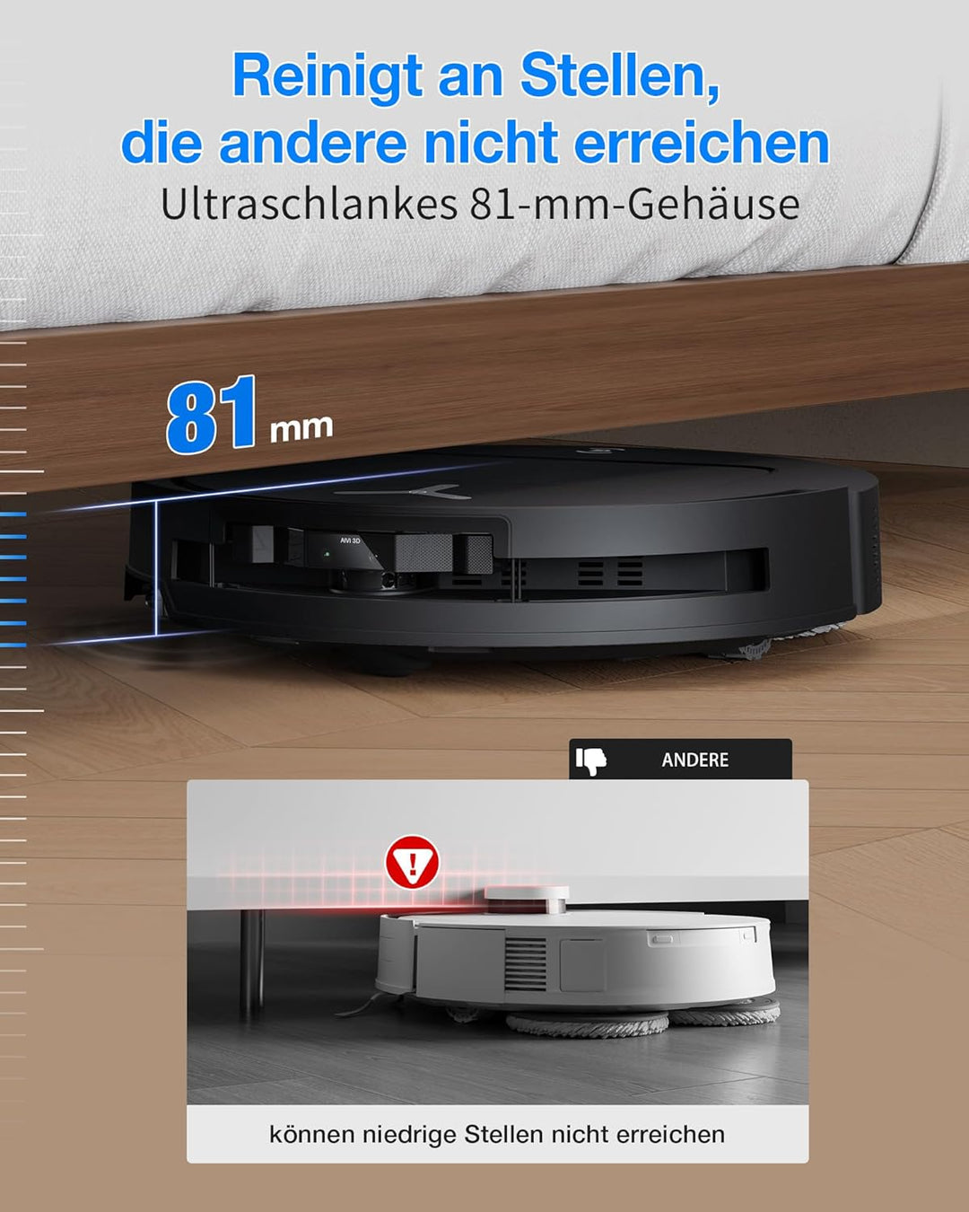 ECOVACS DEEBOT T50 Omni Gen3 Saugroboter mit Wischfunktion, 25.000 Pa, ZeroTangle 3.0, AIVI 3D 2.0,
