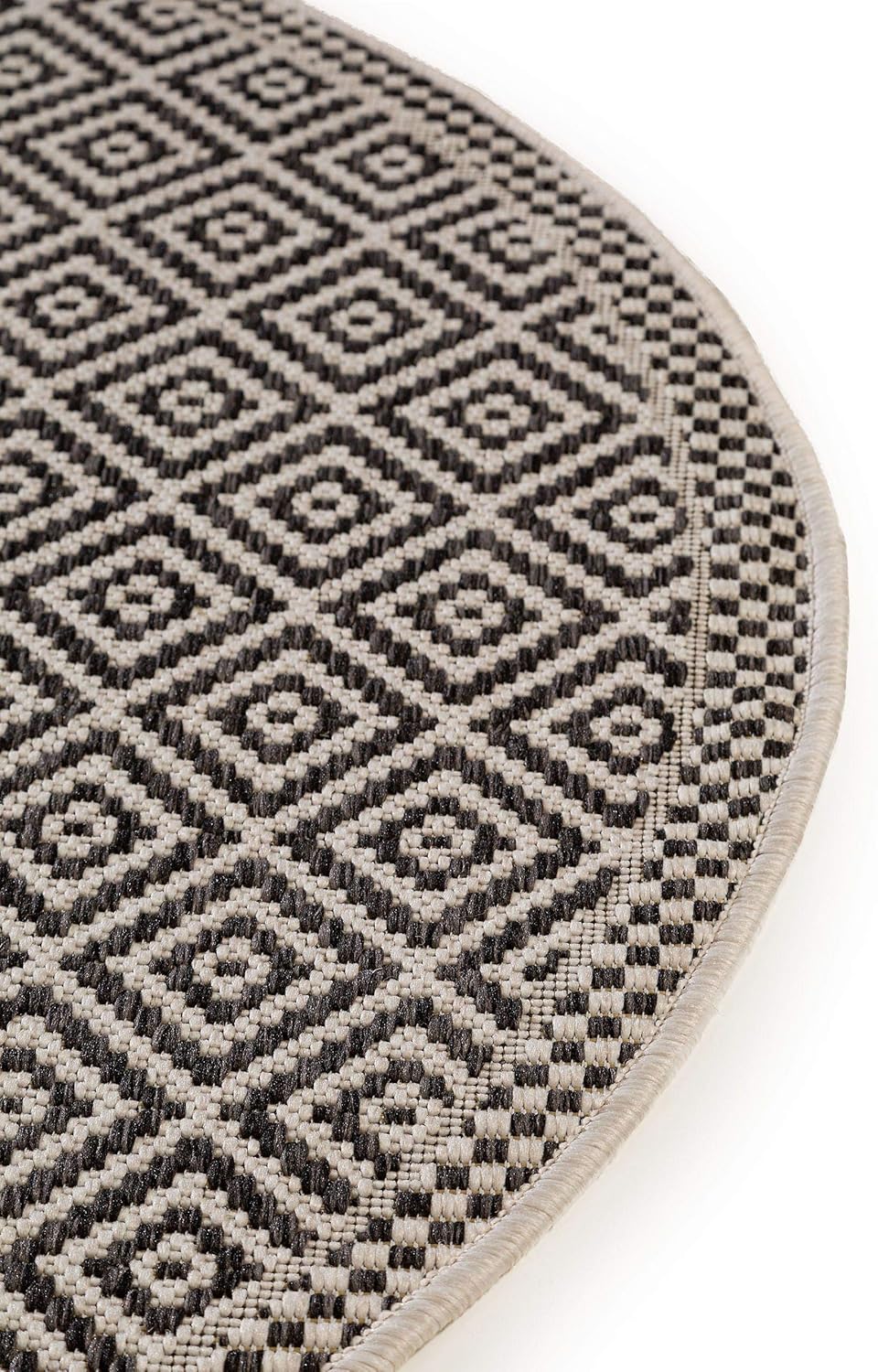 benuta Nest Teppich Cleo - Kunstfaser - Outdoor geeignet - Rund & im Style: Geometrisch, Zickzack, B