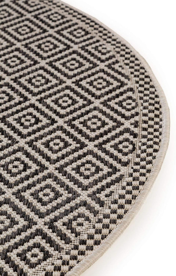 benuta Nest Teppich Cleo - Kunstfaser - Outdoor geeignet - Rund & im Style: Geometrisch, Zickzack, B
