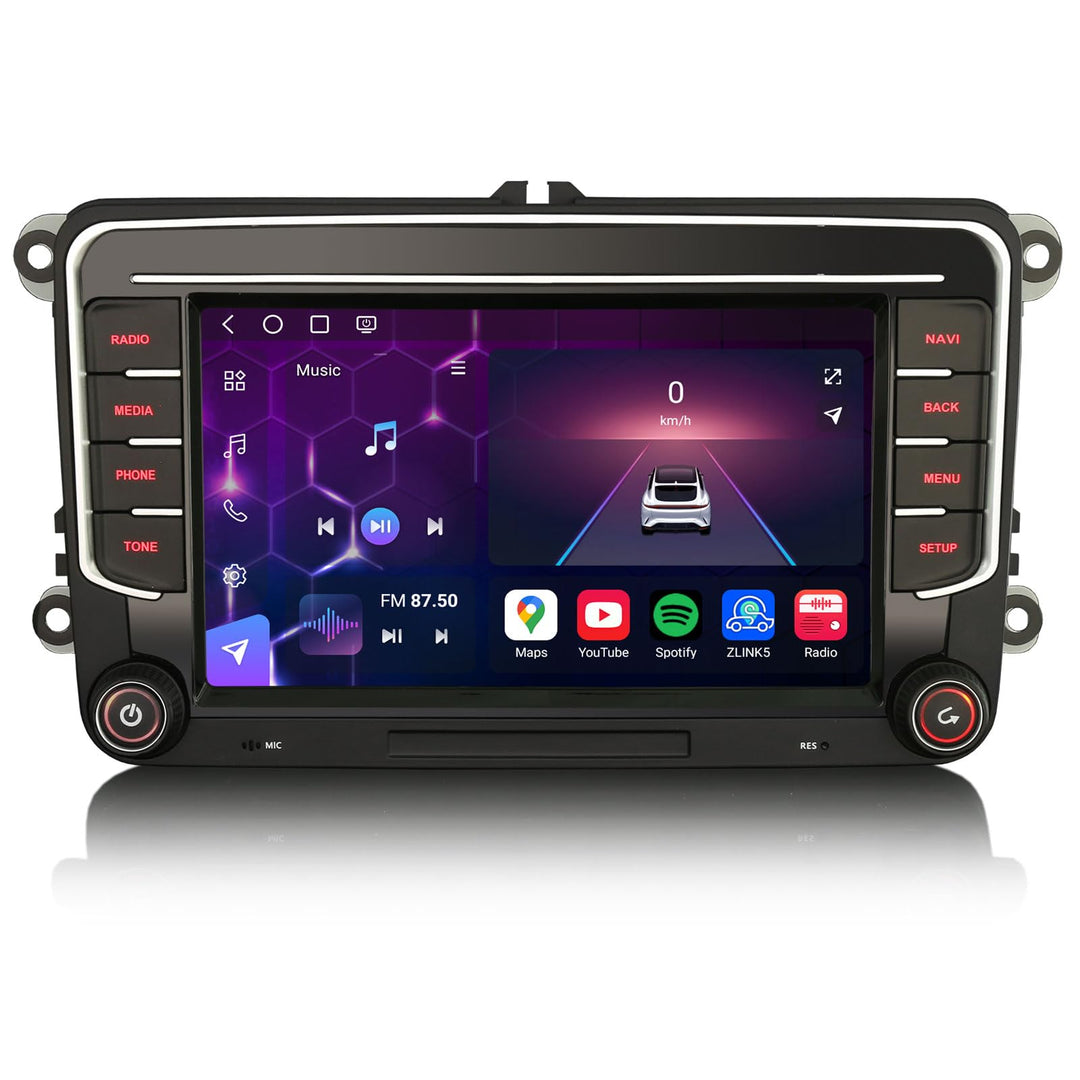 Erisin 7 Zoll 8-Kern 8GB+128GB Android 14 Autoradio Bluetooth GPS Navi für VW Golf 5 Golf 6 Passat B