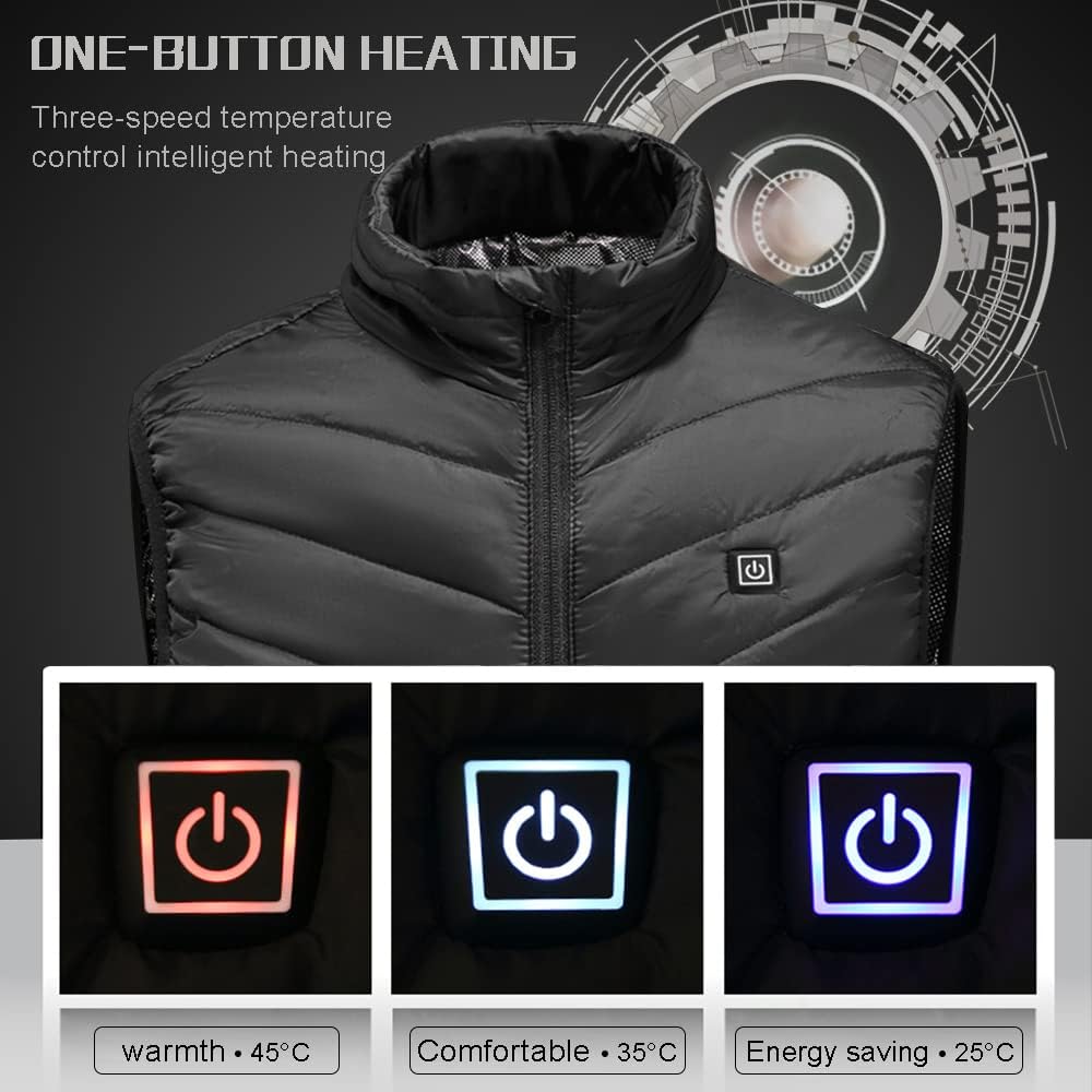 Beheizte Weste USB, Beheizbare Jacke Herren Damen, Heizweste Winter Weste Elektrische Warme mit 3 Te