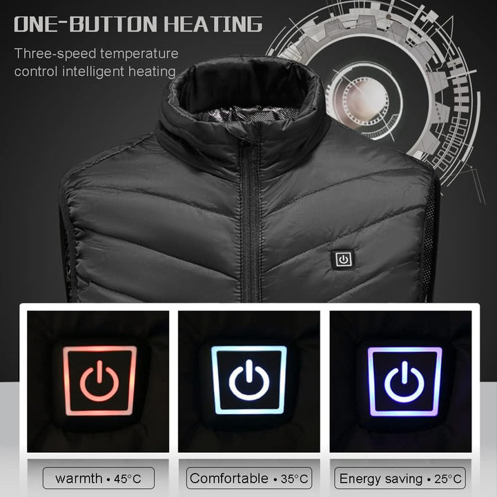 Beheizte Weste USB, Beheizbare Jacke Herren Damen, Heizweste Winter Weste Elektrische Warme mit 3 Te
