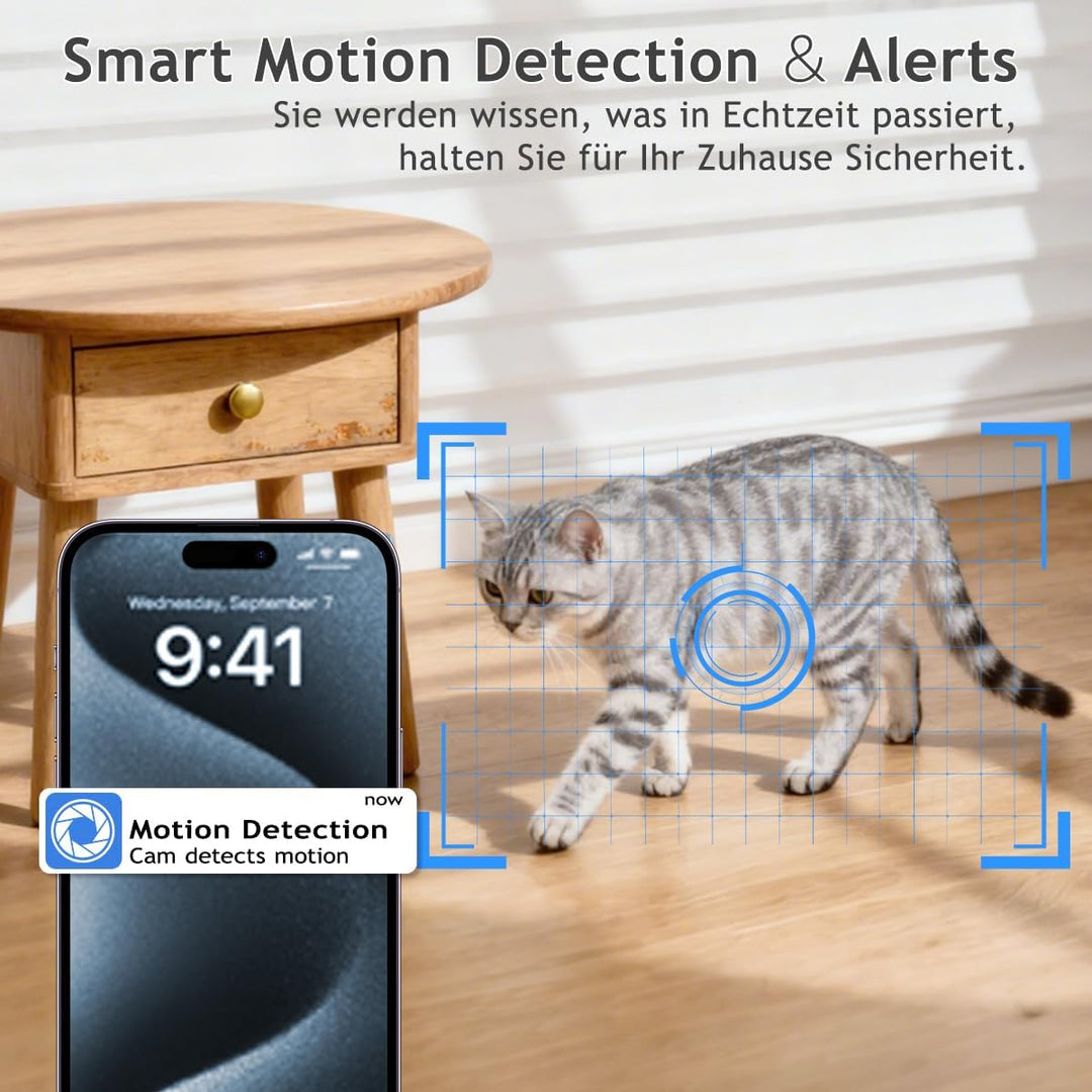 4K Mini Kamera, WLAN Überwachungskamera Innen Für Live Übertragung Handy APP, Indoor Hundekamera Min