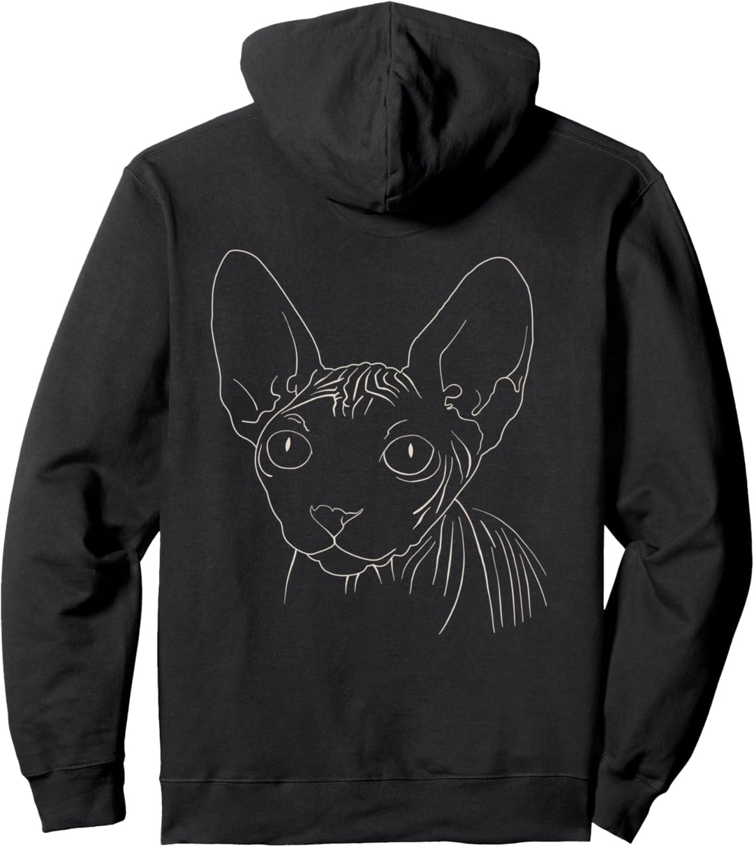 Sphynx Katze - Haarlose Sphinx Katzen Kopf - Minimalistisch Pullover Hoodie
