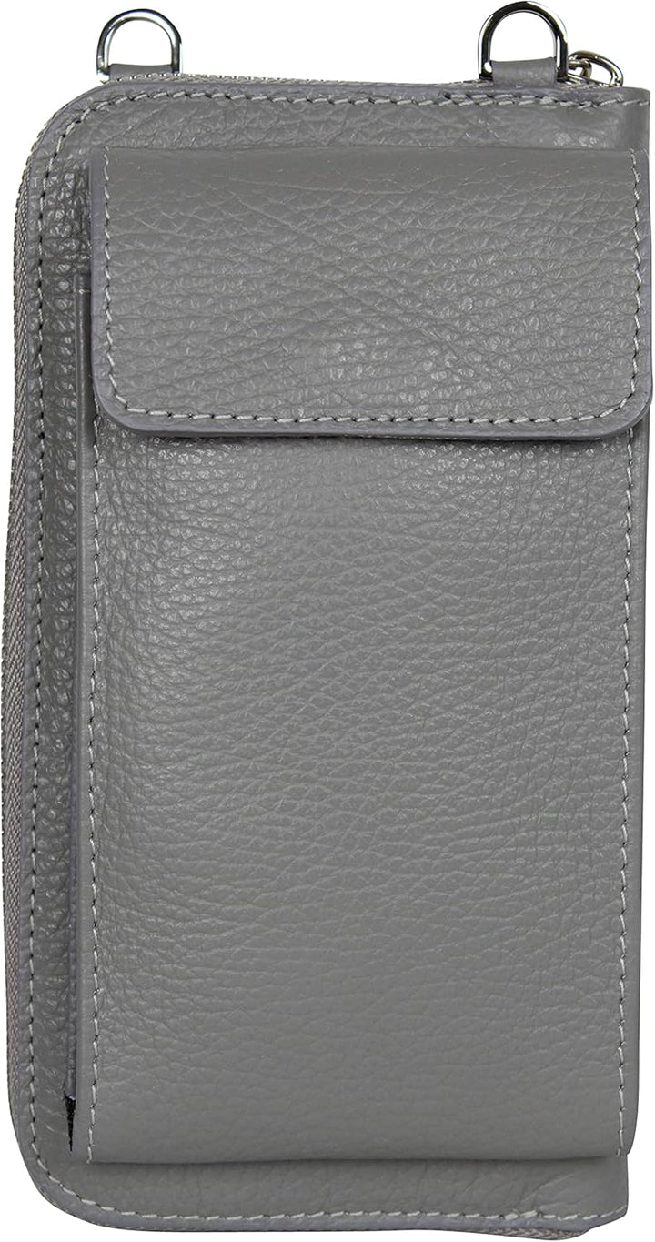 AmbraModa GLX21 - multifunktionale Damen Handytasche, Umhängetasche, Geldbörse aus echtem Leder, gee