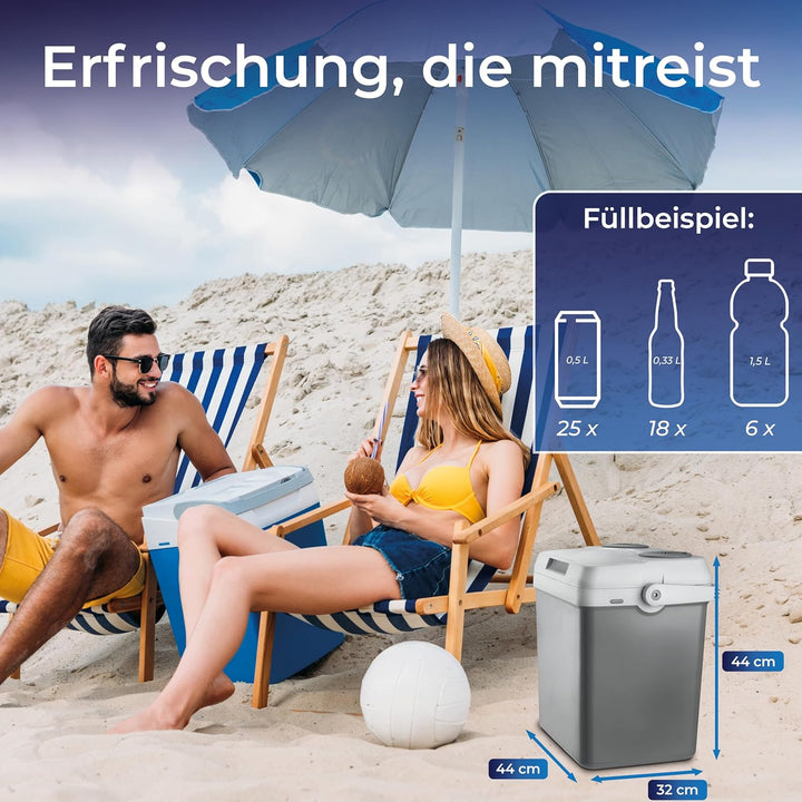 KLAMER elektrische Kühlbox, Kühlbox mit Kühl- und Warmhaltefunktion, 2 Anschlüsse: 230V & 12V für Zi