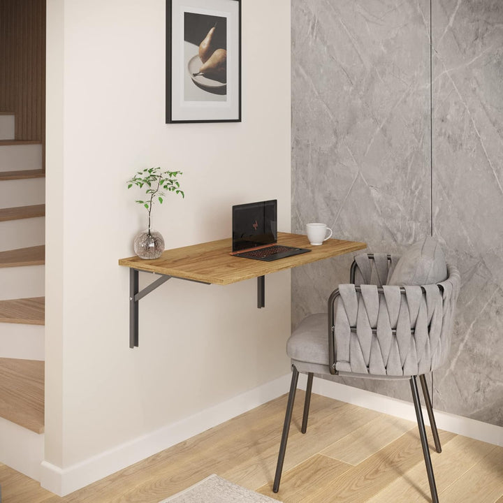 AKKE Klapptisch Wandklapptisch Esstisch - Klappbar Faltbar Platzsparend - Rechteckig - 80cm x 60cm -