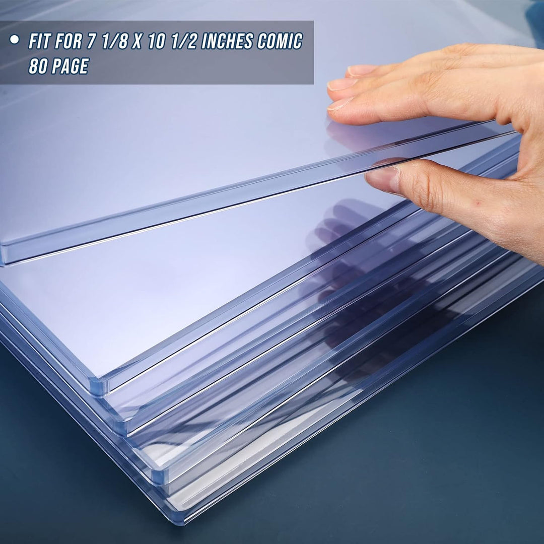 Comic-Buch-Vitrinen-Set, inklusive Comic-Buchhüllen und transparenten Kunststoff-Staffeleien, 19.1x2
