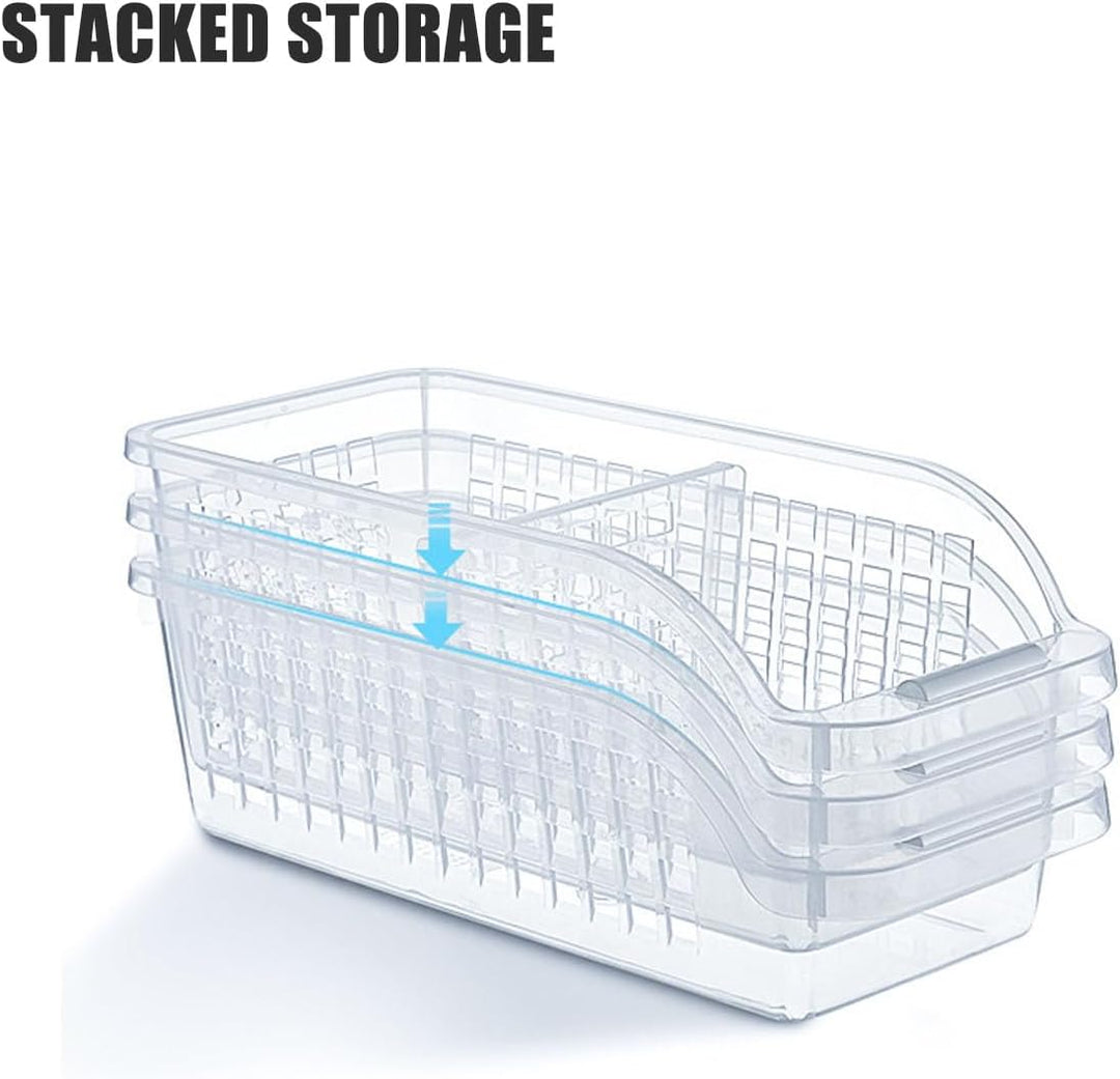 3PCS Kühlschrank Organizer mit einem Teiler - Küche Kunststoff Aufbewahrungsbox, Clear Organizer, St