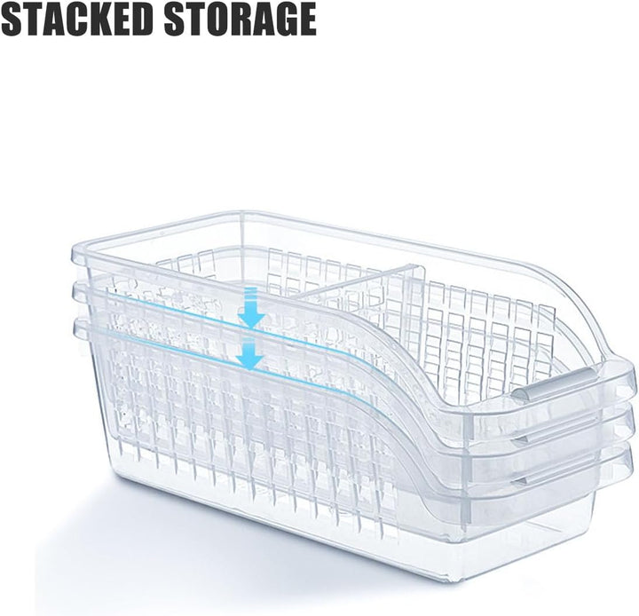 3PCS Kühlschrank Organizer mit einem Teiler - Küche Kunststoff Aufbewahrungsbox, Clear Organizer, St