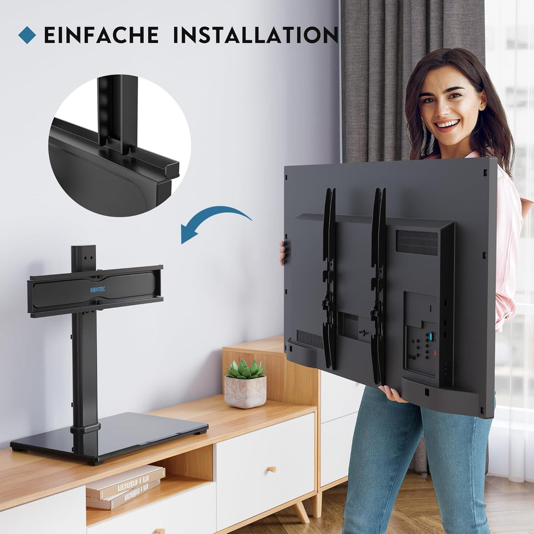 BONTEC TV Standfuss TV Ständer Schwenkbar für 26-55 Zoll LCD LED OLED Plasma Flach & Curved Fernsehe