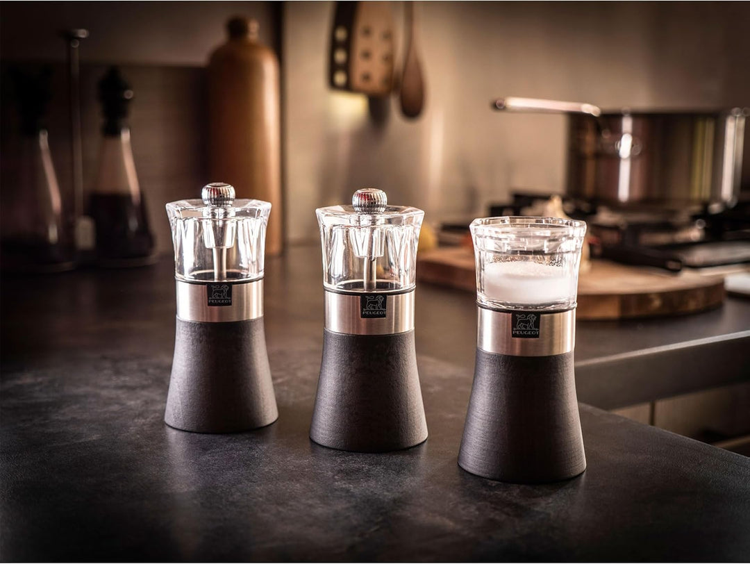 PEUGEOT - 2-in-1 Pfeffermühle + Salzspender Oslo 11 cm - Mit schwarzem Pfeffer - Aus Holz mit PEFC-S