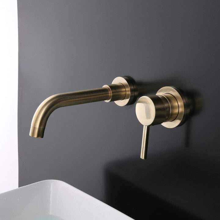 Kelelife Wandmontierte Messing Waschbecken Wasserhahn Waschtischarmatur Waschtischarmatur gebürstet